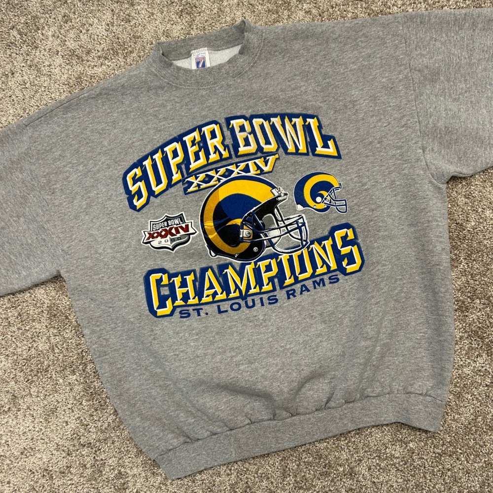 Vintage St Louis Ram Super Bowl Sweatshirt Logo 7 Men Size‎ XL USA Made 2000 y2k